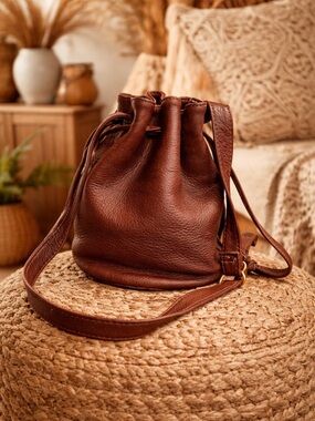 Coach Rich Brown Leather Crossbody drawstring bucket Bag vintage 4437